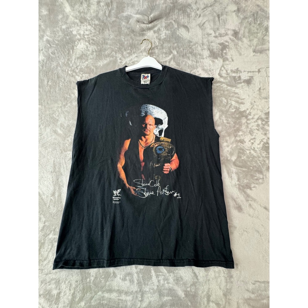Vintage Stone Cold Steve Austin WWE Muscle Tee Shirt Black XL 90s TNT Skull